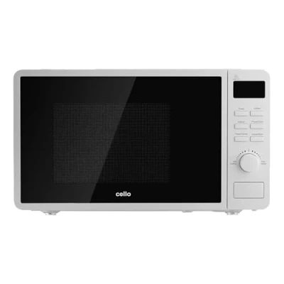 Image of Cello Digital 800W Freestanding Microwave, 20 Litre Capacity with 25cm Turntable, Features Weight and Time Quick Defrost Setting 8 Cooking Functions In White