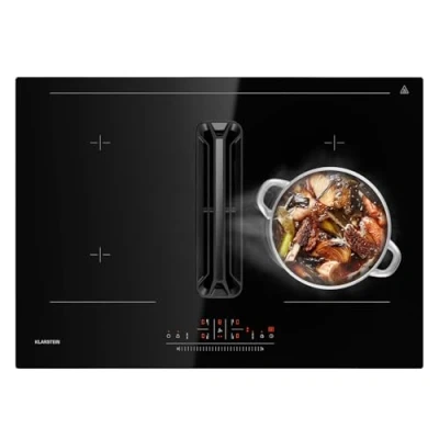 Image of Klarstein AirJet 72 Induction Hob with Extractor A+ Energy Efficiency, 600 m3/h Exhaust, Flex Zones, 10000 W Boost, Touch Control, Child Lock, Stainless Steel &amp; Glass, cm