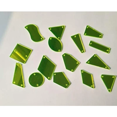 Image of Sew On Acrylic Mirror Diamante Rhinestone Crystal Flat Back Beads with Hole for DIY Wedding Dress Clothing Bags Shoes Decoration Accessory (Neon Yellow)