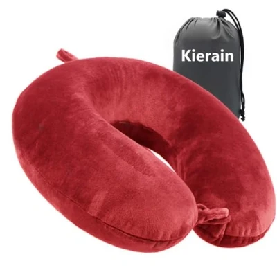 Image of kierain Travel Pillow Memory Foam Neck Support Pillow,Luxury Compact &amp; Lightweight Quick Pack for Camping,Sleeping Rest Cushion (Red)