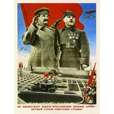 Image of Wee Blue Coo Political Soviet Union Stalin Military Red Army Parade Art Print Poster Wall Decor 12X16 Inch