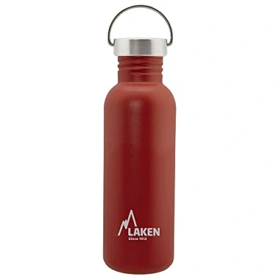 Image of LAKEN Unisex Adults Very Robust Stainless Steel Bottle 0.75L Red with Vintage Lid 0.75