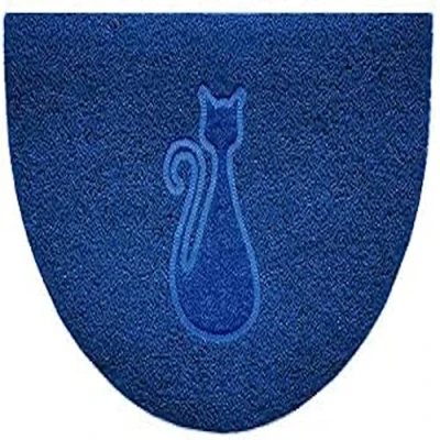 Image of Nicoman Embossed Halfmoon Half Circle Door Mat Dirt Trapper Jet Washable Doormat 70x44cm (Blue, CAT Shape) Use Indoor or Sheltered Outdoor
