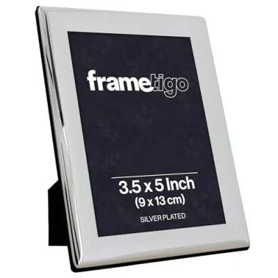 Image of Frametigo Silver Plated Curved Edge Photo Frame Fits Size 3.5&quot;x5&quot; (9x13cm)