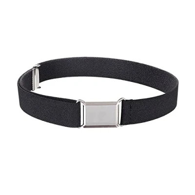 Image of WannGe Kids Buckle Belt Kid Adjustable Elastic Boy Stretch for Children Boys Girls Black