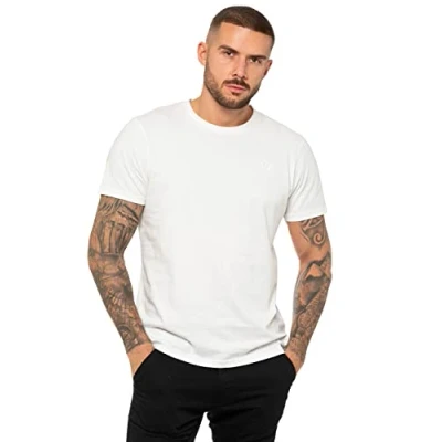 Image of 989Zé ENZO Mens Regular Fit T Shirt Plain Cotton Tee Crew Neck Top Short Sleeve Casual Tshirt EZTS603 White M