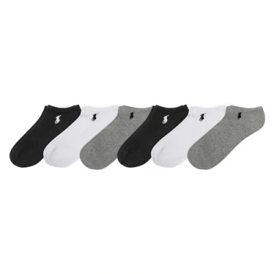 Image of Polo Ralph Lauren Women&#039;s Performance Cotton Low Cut Socks 6 Pair Pack Breathable Mesh &amp; Sport Cushioning, Gray Assorted, 8 10 UK