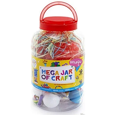 Image of Grafix Pink Mega Craft Jar Giant Art Set Pom Poms Beads Paper Foam Letters