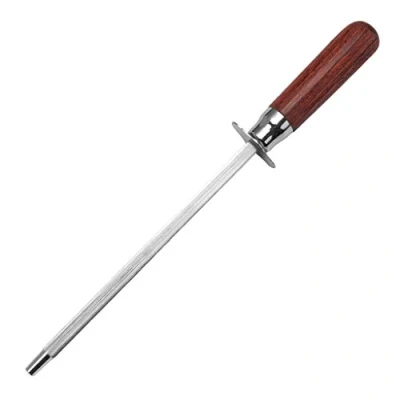 Image of S TROUBLE 10&#039;&#039; Professional Chef Knife Sharpener Rod Wooden Handle Sharpening Stick