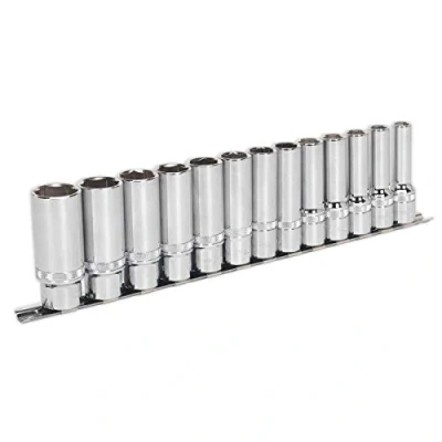 Image of Sealey Premier Socket Set 13pc 1/2&quot;Sq Drive Deep Lock On™ 6pt Metric