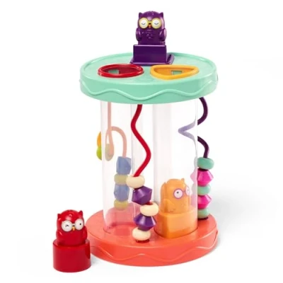 Image of B. Toys Hooty Hoo Owl Shape Sorter with Whacky Sounds &amp; Bead Toy Maze Fun Educational for Toddlers and Babies