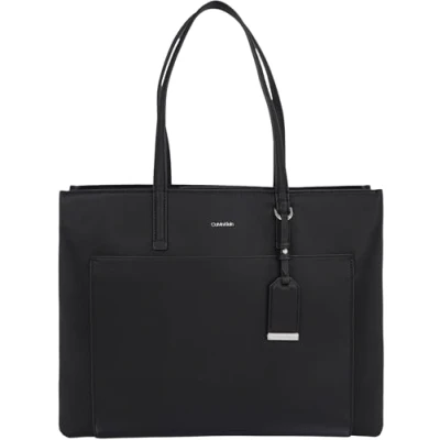 Image of Calvin Klein Women’s Must Medium Shopper with Zip, Black (Ck Black), One Size