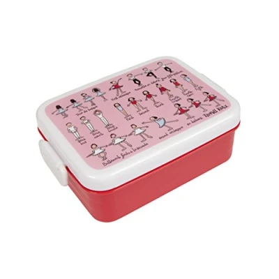 Image of Tyrrell Katz Kids Ballet Printed Large Lunch Box in Red Children&#039;s Food Container with Clip Lock Lid and Removable Divider 17 x 13 6.5 cm