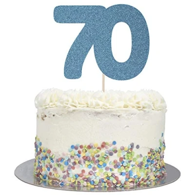 Image of Large Number 70 Glitter Cake Topper (Blue Glitter)