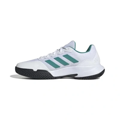 Image of adidas Men&#039;s Gamecourt 2.0 Tennis Shoes, FTWR White/Pure Teal/core Black, 12.5 UK