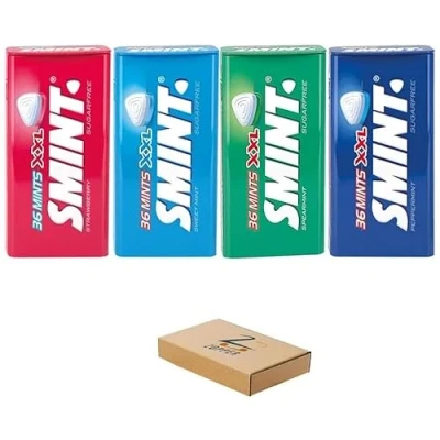 Image of Smint Sugar Free Mints XXL Mix Flavor Strawberry, Spearmint, Sweet Mint, Peppermint 36 Tin Pack of 4