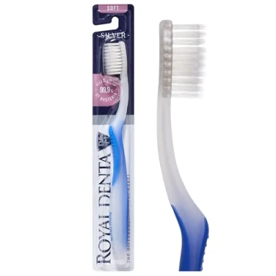 Image of Soft Bristle Toothbrush, Silver Particles Toothbrush to Prevent Bacteria, Royal Denta Blue