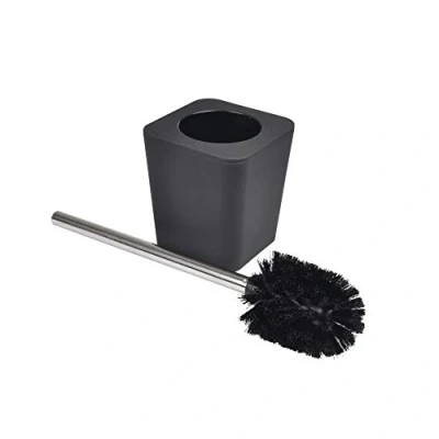 Image of Douceur d&#039;Intérieur Soft Touch Toilet Brush Holder, 11.5 x 5.5 cm black