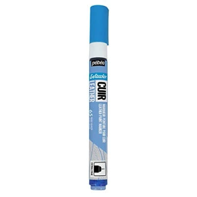 Image of PEBEO Setacolor Leather Acrylic Marker for and Leatherette Customisation Bag, Shoe, Sneaker Scratch, fold rub resistance Matt/Satin finish Ice Blue