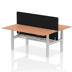 Image of Air B2B 1800x800mm Adjustable 2P Bench Desk CP Beech/Silver + Screen