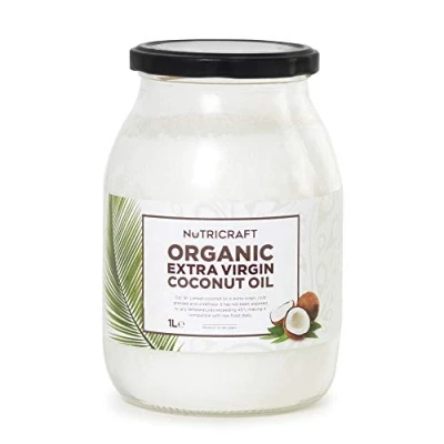 Image of NutriCraft Organic Extra Virgin Cold Pressed Coconut Oil 1L, Pure Raw for Cooking, Baking, Hair, Skin, Non GMO, Unrefined, Vegan, Ketogenic, Ethically Sourced