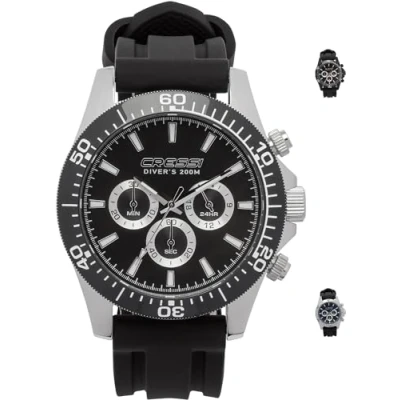 Image of Cressi Crg1B Unisex Adult Nereus Watch Sport Quartz Analog Waterproof 200 Mt with Chronograph and Calendar Black/Black, Uni