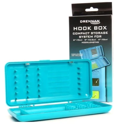 Image of ESP Drennan Hook Box Length 6 inch 15cm with colour coded identification stickers