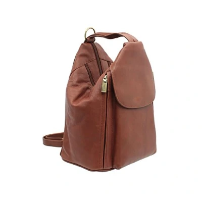 Image of VISCONTI Leather Anti Theft Backpack For Women Medium Rucksack With Adjustable Shoulder Straps Multiple Pockets 18357 DANII Brown