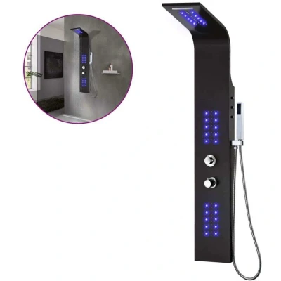 Image of vidaXL Shower Panel Unit Aluminium 20x44x130 cm Black