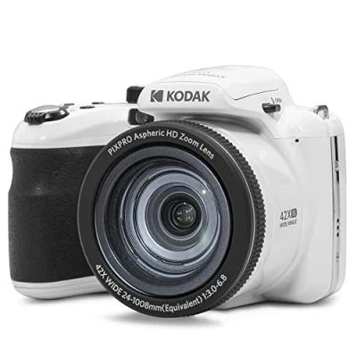 Image of KODAK Pixpro Astro Zoom AZ425 Digital Camera Bridge 42X Optical 24 mm Wide Angle 20 Megapixels LCD 3 Full HD 1080P Video Li ion Battery White