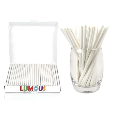 Image of LMS Paper Straws 150 Pack, Drinking Bio Degradable Wedding Party, Party Straws, Restaurant, Juice (White 150)