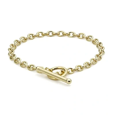 Image of Carissima Gold Women&#039;s 9 ct Yellow 6 mm Oval Belcher Chain T Bar Bracelet of Length 18 cm/7 Inch