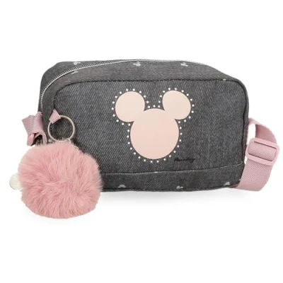 Image of Joumma Disney Mickey Studs Shoulder Bag Small Black 19.5x11.5x7.5cm Polyester, Black/White, Crossbody