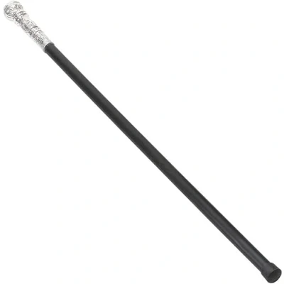 Image of GREY LOOK Theatrical Dancing Gangster Style Fancy Christmas Party Cane with Ball Handle UK Dress Handheld Staff Prop World Book Day (SILVER PIMP CANE)