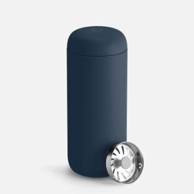 Image of Fellow Carter Move Travel Mug Vacuum Insulated Stainless Steel Coffee and Tea Dommel with Ceramic Interior Splash Guard, Stone Blue, 16oz Cup