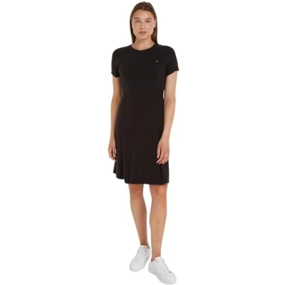 Image of Tommy Hilfiger Women&#039;s Short Sleeve Midi Dress, Black (Black), M
