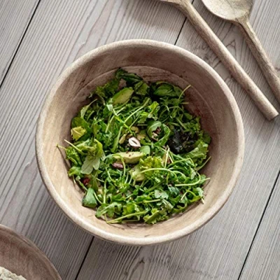 Image of Rustic Serving Bowl Premium Mango Wood by CKB LTD Dinner Dining Table Centrepiece Wooden Salad Bowls for Parties Medium 11 x 28.5cm