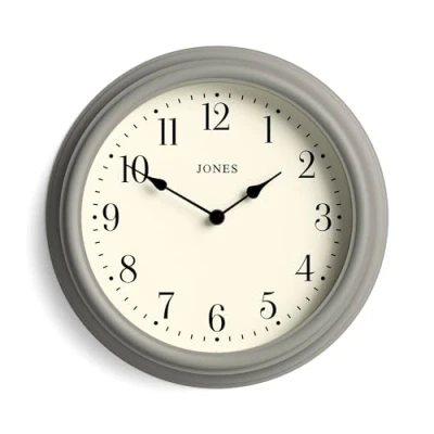 Image of Jones Clocks® Venetian Wall Clock Round Classic Traditional Design Decorative Case (Grey/Arabic Numerals)