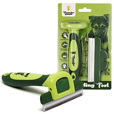 Image of Thunderpaws Professional De shedding Tool and Pet Grooming Brush, D Shedz for Breeds of Dogs, Cats with Short or Long Hair, Small, Medium Large (Green)