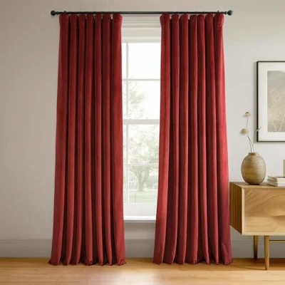Image of HPD Half Price Drapes Signature Velvet Blackout Curtains for Bedroom, 50&quot; x 98&quot; (1 Panel), VPCH 180105 96, Crimson Rust