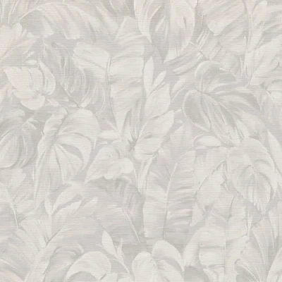 Image of SOPHIE LAURENCE Grey &amp; White Leaf Botanical Wallpaper Textured Vinyl, Paste The Wall, 0.53m x Sample, Washable, Modern Design