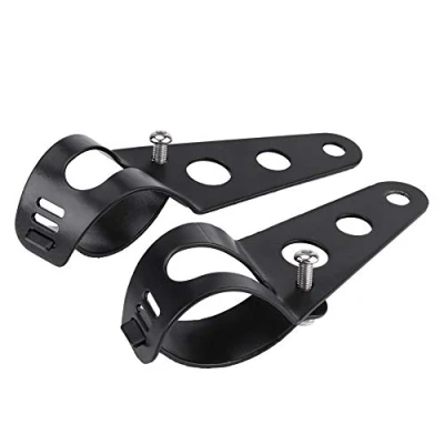 Image of Motorcycle Headlight Mount Brackets, 2pcs Tube Clamp Kit 33 43mm Bracket Fork Ear Headlamp Holder for Chopper Cafe Racer (Black)