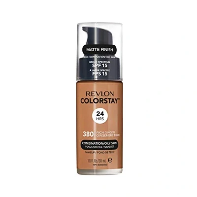 Image of Revlon Colorstay Liquid Foundation Makeup Combination/Oily Skin SPF 15, Longwear Medium Full Coverage With Matte Finish, Rich Ginger (380), 30 Ml