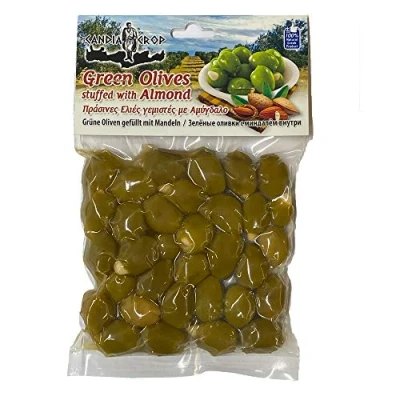 Image of Candia Crop Greek Green Olives Stuffed with Almond, Pack of 5 x 200g (Total: 1 kg)