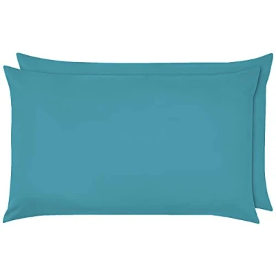Image of Luxury Percale Frilled Valance Fitted Sheets 14 Colours in Single, Double, King, Super King (Pillowcase Pair, Teal)