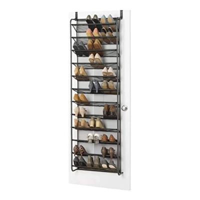 Image of Whitmor 36 Pair Over The Door Rack Gunmetal Gray Shoe Organizer