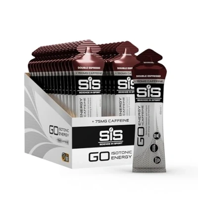Image of Science In Sport GO Isotonic Energy Gels, Running Gels with 22 g Carbohydrates, Low Sugar, Double Espresso Flavour, 60ml (30 Packs)