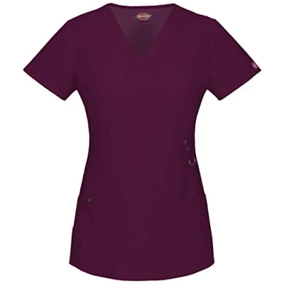 Image of Dickies Women&#039;s Mock Wrap Top Medical Scrubs, D Wine, M