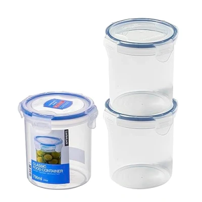 Image of LocknLock Round Food Containers with Lids Set of 3 Plastic Airtight &amp; Watertight Storage Containers, BPA Free Dishwasher Safe, x 700ml