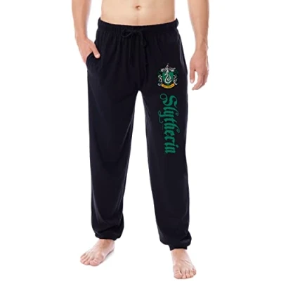 Image of INTIMO Harry Potter Men&#039;s Hogwarts House Slytherin Sleep Jogger Pajama Pants, Black, XL
